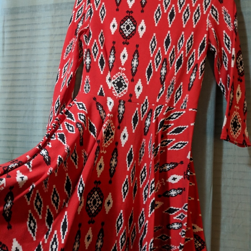 Red Aztec print dress